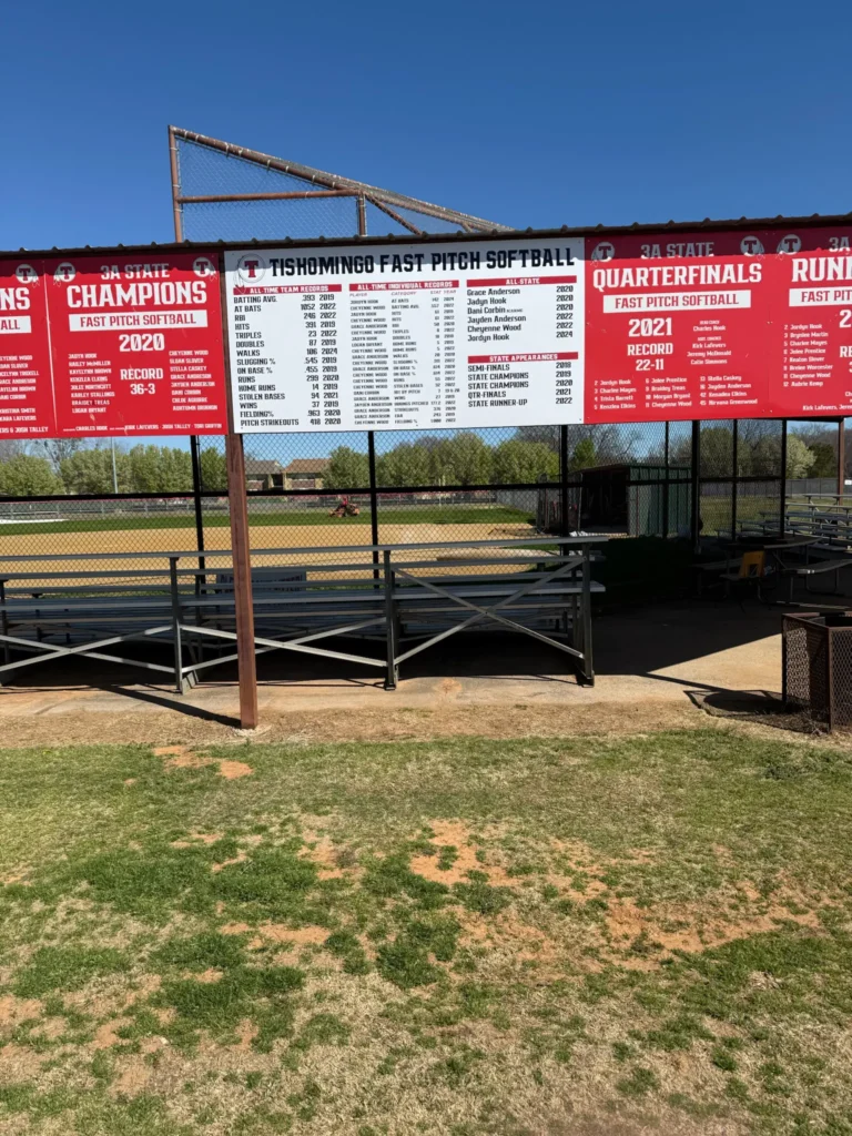 Tishomingo Fast Pitch Softball Records Board: Honoring Champions, Inspiring the Future